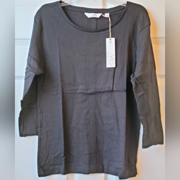 Vesi Women's Black Cotton 3/4 Sleeve Shirt - Picture 3 of 6